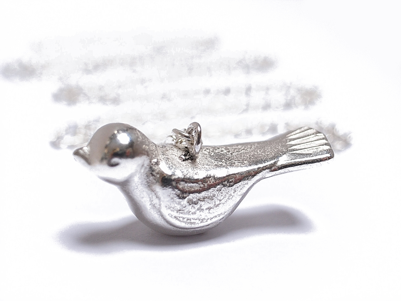 finch bird long necklace silver – www.flowerie88.com